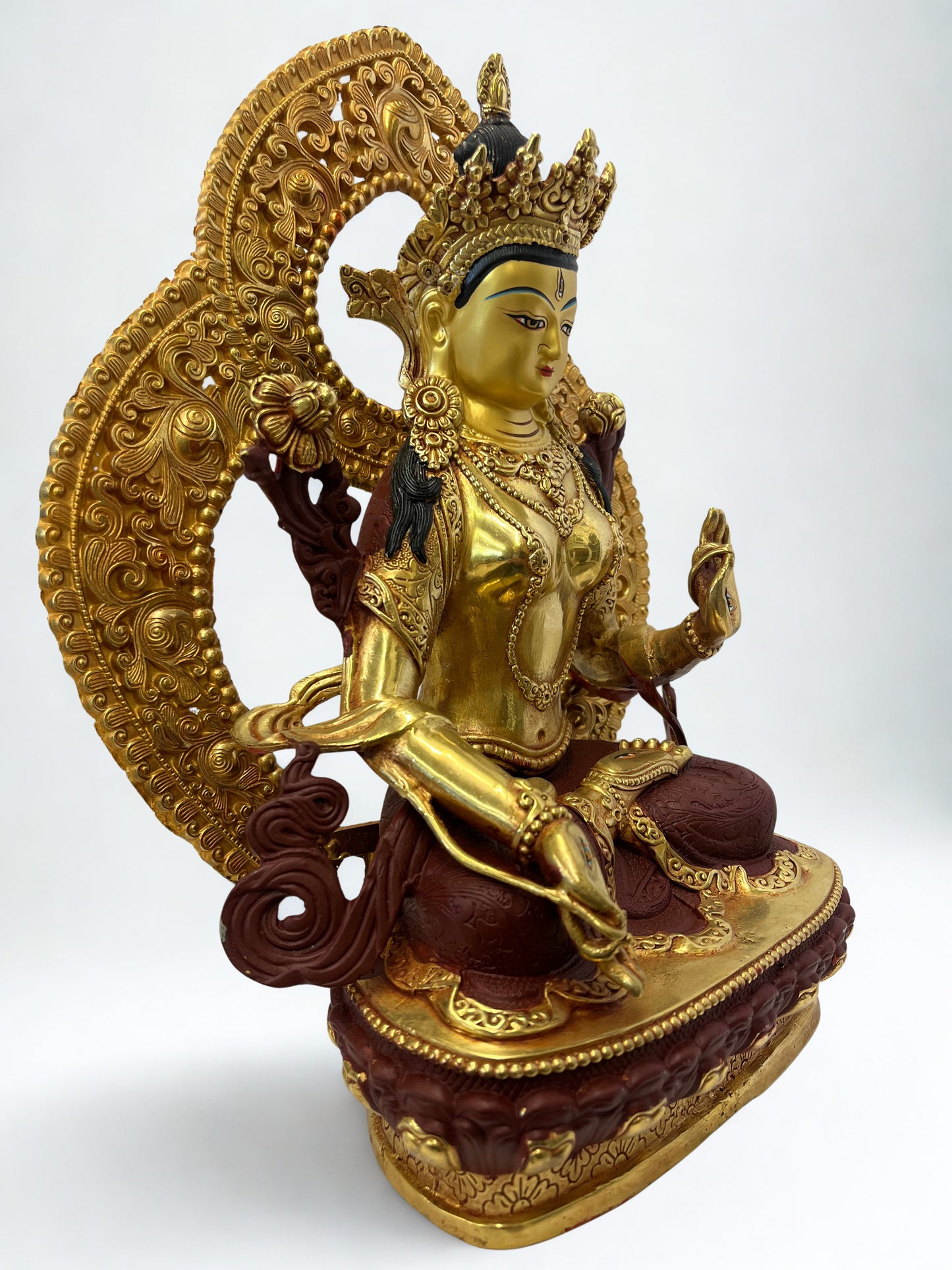 Brass White Tara Compassion Goddess Statue 12" - Routes Gallery