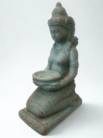 Kneeling Devi Goddess with Offering Bowl 16"