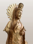 Wooden Standing Quan Yin Sculpture 20"