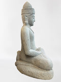 Stone Meditating Khmer Buddha Statue 43"