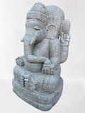 Stone Hand Carved Seated Ganesh Sculpture 40"