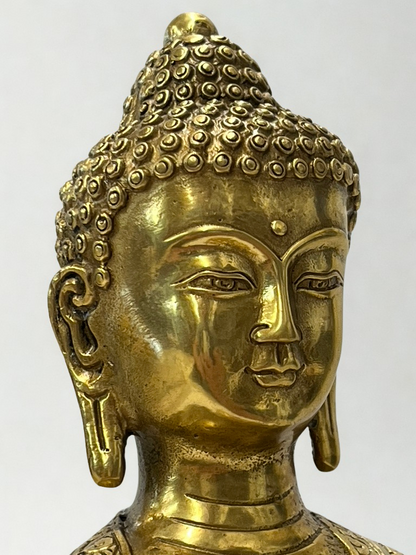 Brass Meditation Buddha Statue 8"