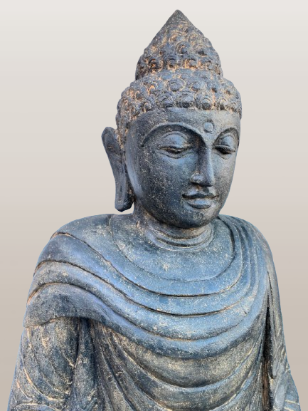Stone Meditation Buddha Statue Handcarved 39" - Routes Gallery