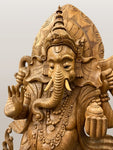 Wood Standing Ganesh Statue 40"