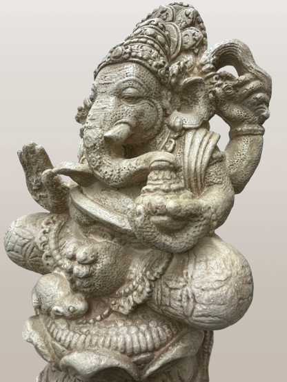 Stone Seated Ganesh Statue 21"