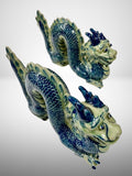 Porcelain Dragon Statue Pair 11"