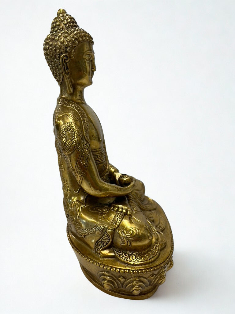 Brass Meditation Buddha Statue 8"