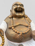 Stone Laughing Happy Buddha Garden Statue 21"