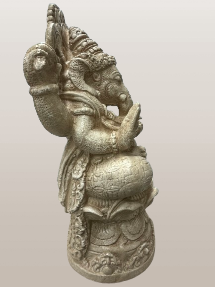 Stone Seated Ganesh Statue 21"