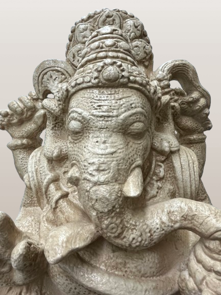Stone Seated Ganesh Statue 21"