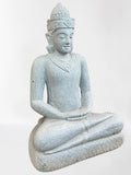 Stone Meditating Khmer Buddha Statue 43"