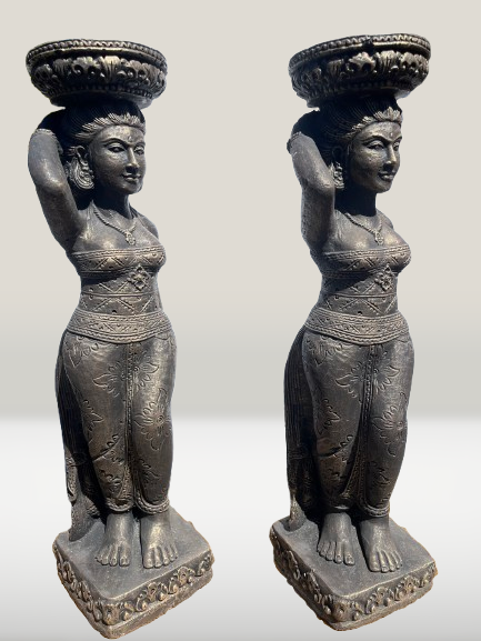 Balinese Temple Goddess Statue Pair 37"
