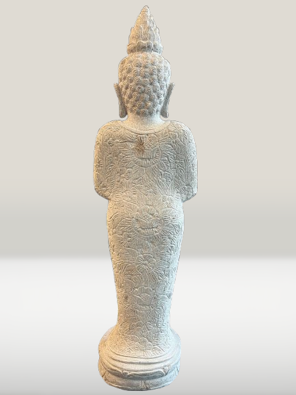 Standing Buddha Sculpture with Alms Bowl 39" - Routes Gallery