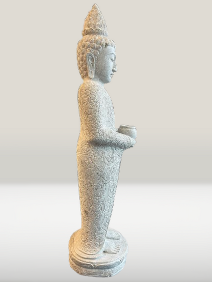 Standing Buddha Sculpture with Alms Bowl 39" - Routes Gallery