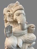 Stone Carved Seated Ganesh Statue 16"
