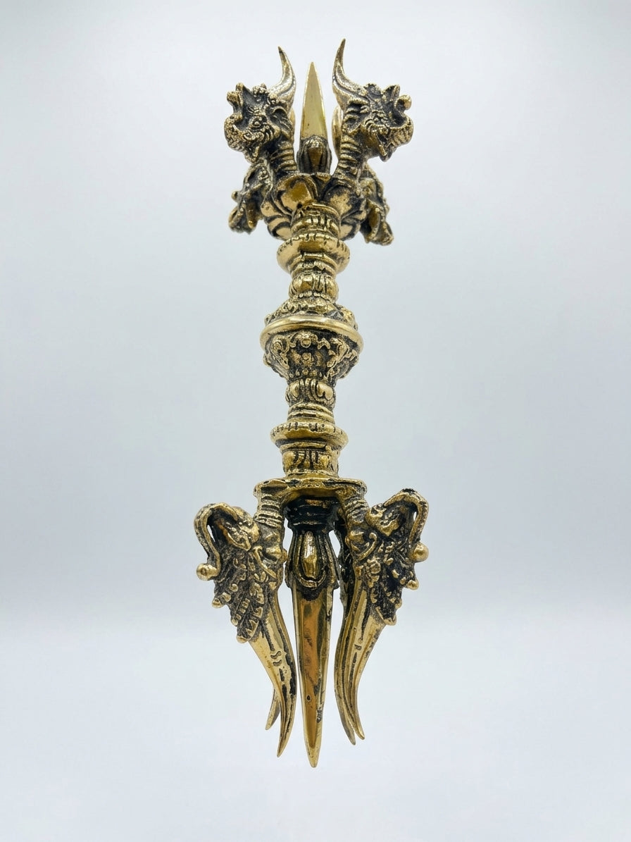 Brass Ganesh Dorje Vajra Ritual Thunderbolt Implement 14"