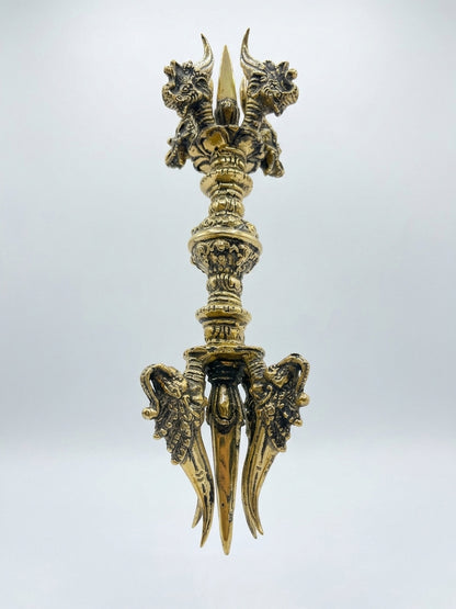 Brass Ganesh Dorje Vajra Ritual Thunderbolt Implement 14"