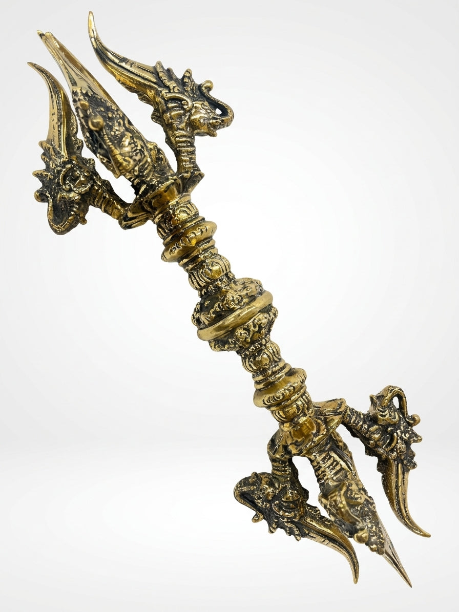 Brass Ganesh Dorje Vajra Ritual Thunderbolt Implement 14"