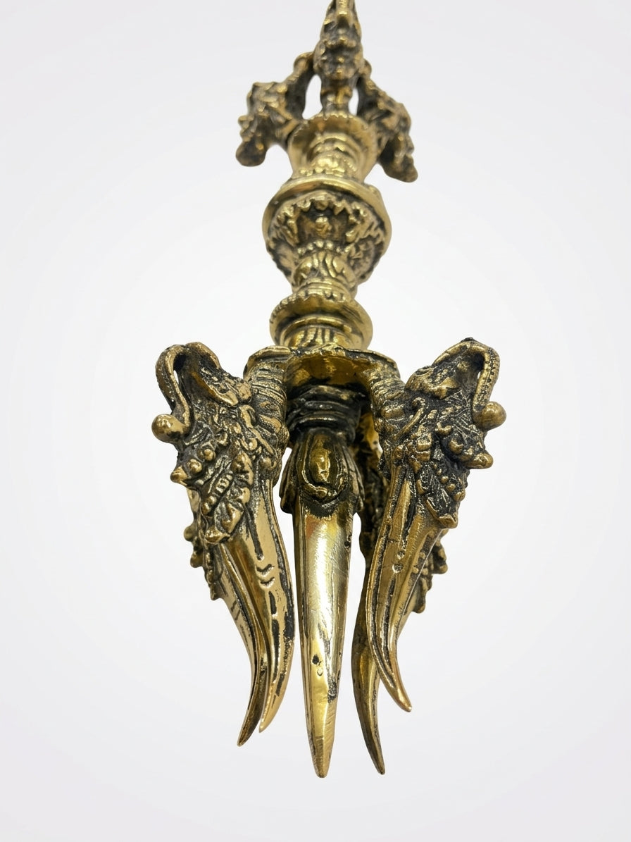 Brass Ganesh Dorje Vajra Ritual Thunderbolt Implement 14"