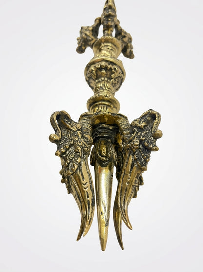 Brass Ganesh Dorje Vajra Ritual Thunderbolt Implement 14"
