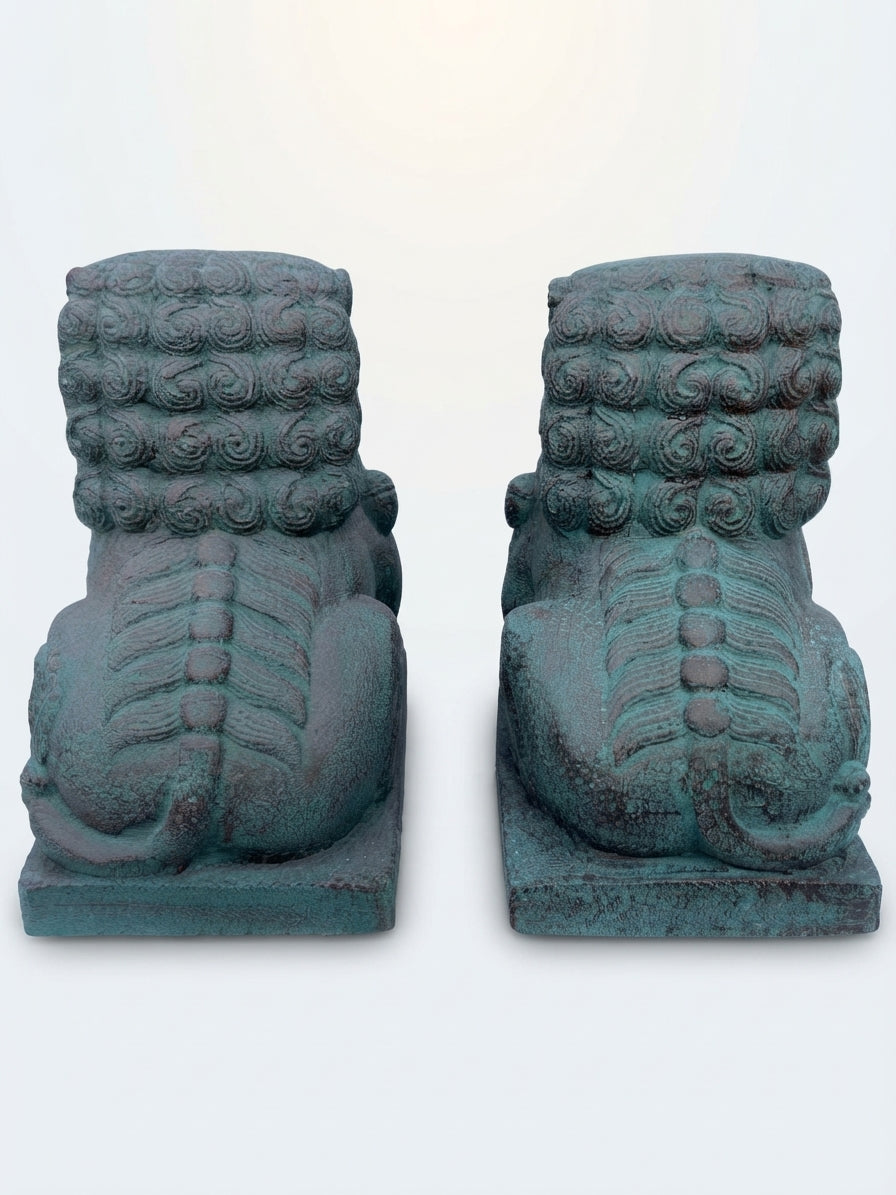 Lion Foo Dog Guardian Statue Pair 16"