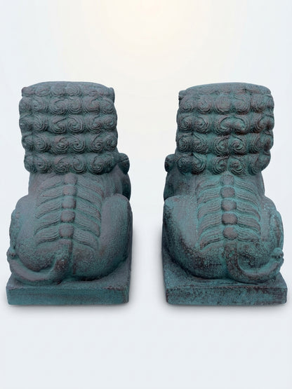 Lion Foo Dog Guardian Statue Pair 16"