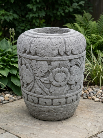Large Handcarved Balinese Stone Pot 36"