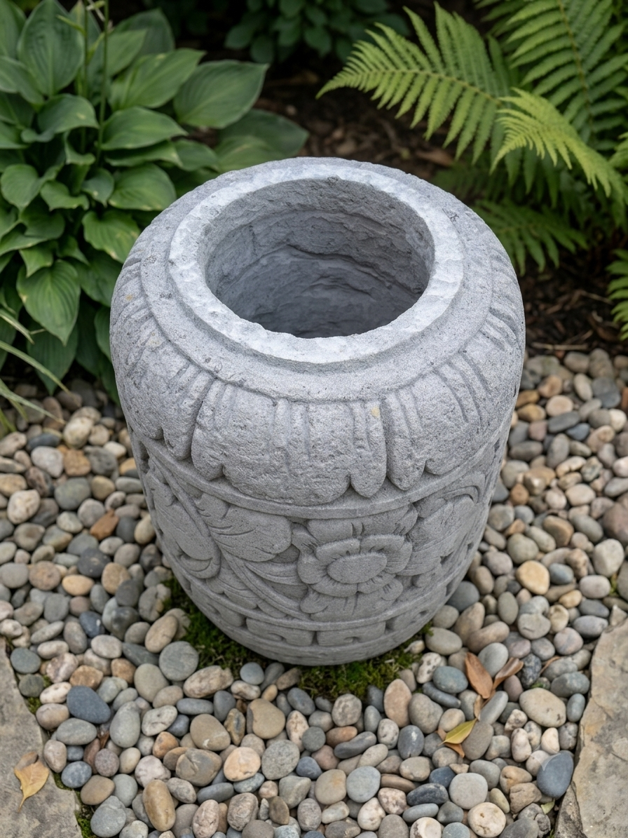 Large Handcarved Balinese Stone Pot 36"