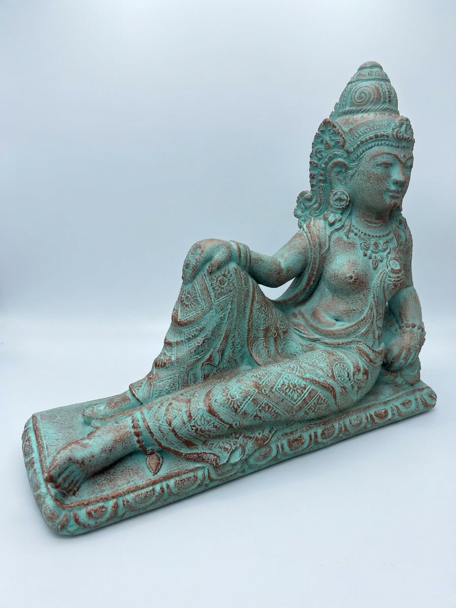 Reclining Devi Goddess Statue 16"