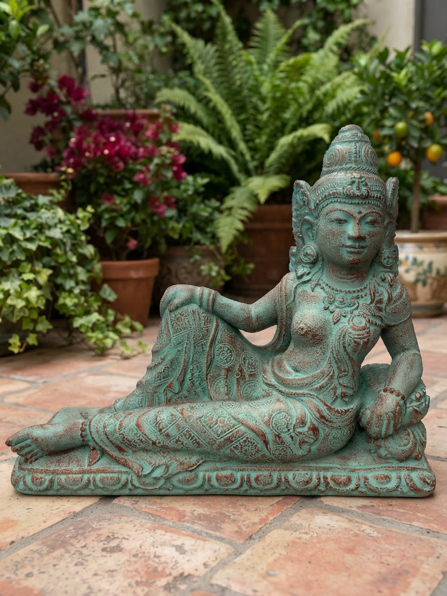Reclining Devi Goddess Statue 16"