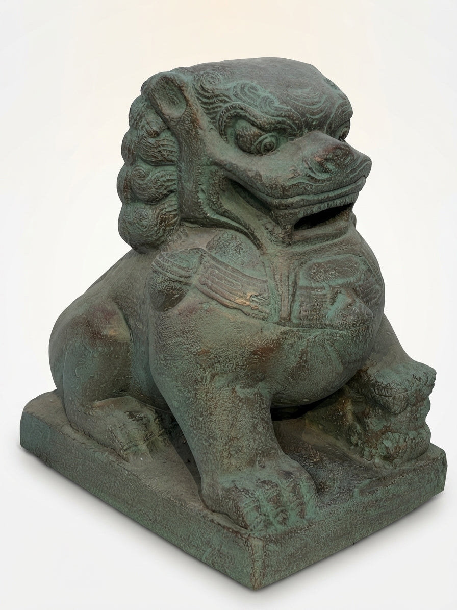 Lion Foo Dog Guardian Statue Pair 16"