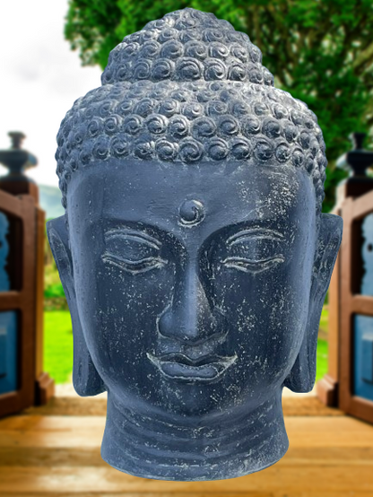 Buddha Head Garden Sculpture 31"