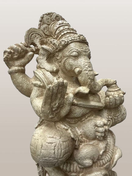 Stone Seated Ganesh Statue 21"