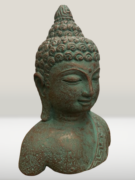 Serene Buddha Head Statue 7"