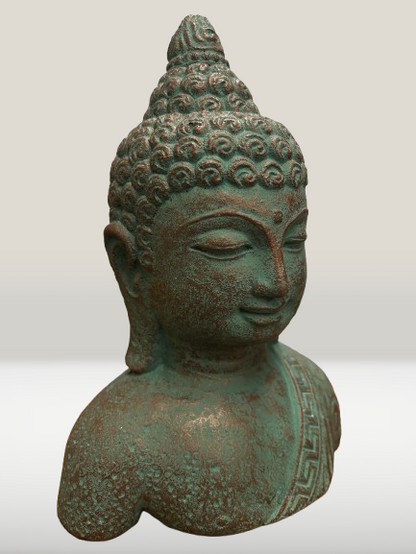 Serene Buddha Head Statue 7"