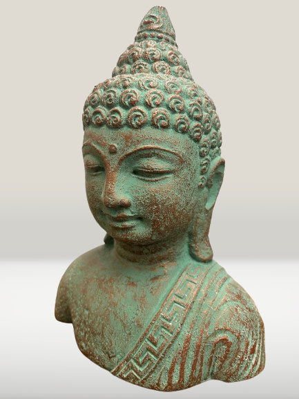 Serene Buddha Head Statue 7"