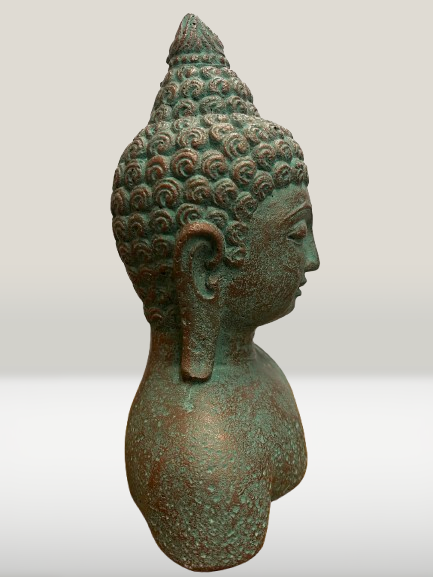 Serene Buddha Head Statue 7"