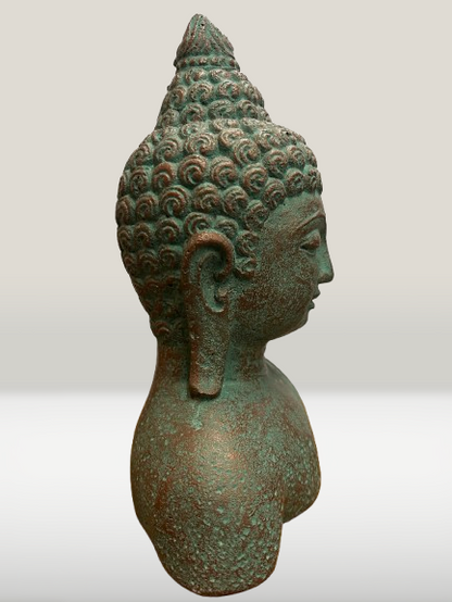 Serene Buddha Head Statue 7"