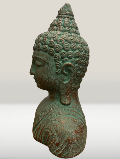 Serene Buddha Head Statue 7"