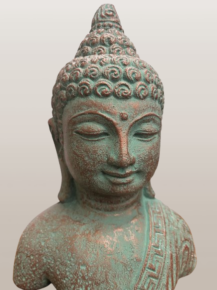 Serene Buddha Head Statue 7"