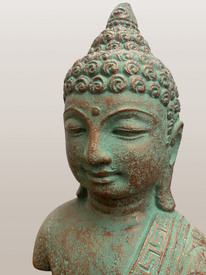 Serene Buddha Head Statue 7"