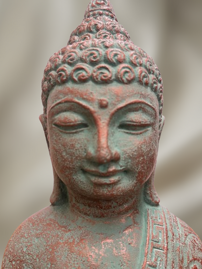 Serene Buddha Head Statue 7"