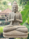 Stone Seated Namaste Buddha Statue 26"