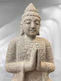 Stone Seated Namaste Buddha Statue 26"