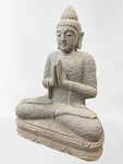 Stone Seated Namaste Buddha Statue 26"