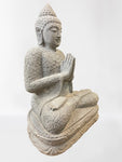 Stone Seated Namaste Buddha Statue 26"