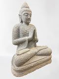 Stone Seated Namaste Buddha Statue 26"