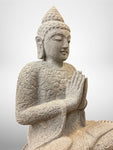 Stone Seated Namaste Buddha Statue 26"