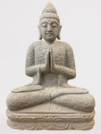 Stone Seated Namaste Buddha Statue 26"