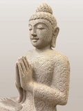 Stone Seated Namaste Buddha Statue 24"